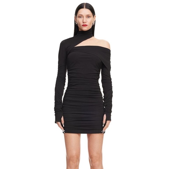 SOLD OUT Mugler H&M Gathered One-Shoulder Mini Dress - Picture 1 of 8